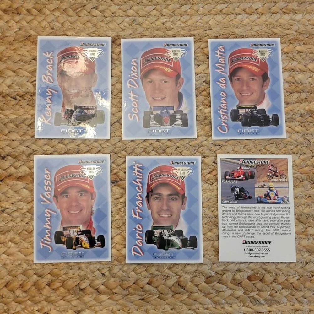 2002 Bridgestone First Edition Medallion Series Racing Complete Set 0f 5
